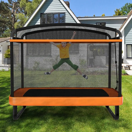 6 Feet Kids Entertaining Trampoline with Swing Safety Fence-Orange - Orange - Trampolines