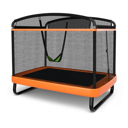 6 Feet Kids Entertaining Trampoline with Swing Safety Fence-Orange - Orange - Trampolines
