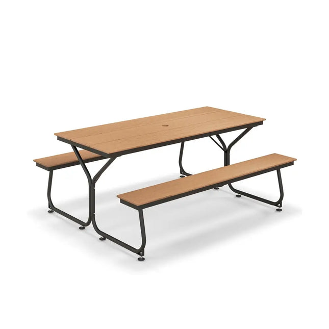 6 Feet Outdoor Picnic Table Bench Set for 6-8 People-Brown - Brown - Picnic Tables