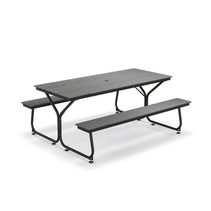 6 Feet Outdoor Picnic Table Bench Set for 6-8 People-Gray - Gray - Picnic Tables