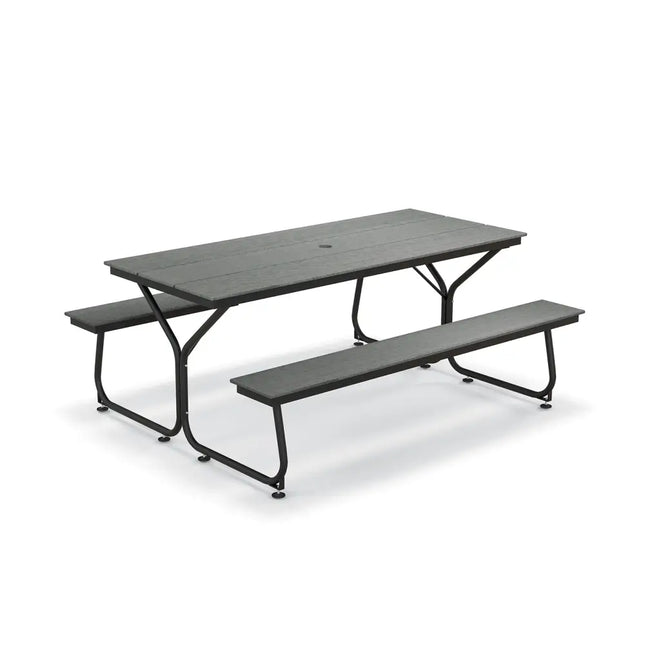 6 Feet Outdoor Picnic Table Bench Set for 6-8 People-Gray - Gray - Picnic Tables