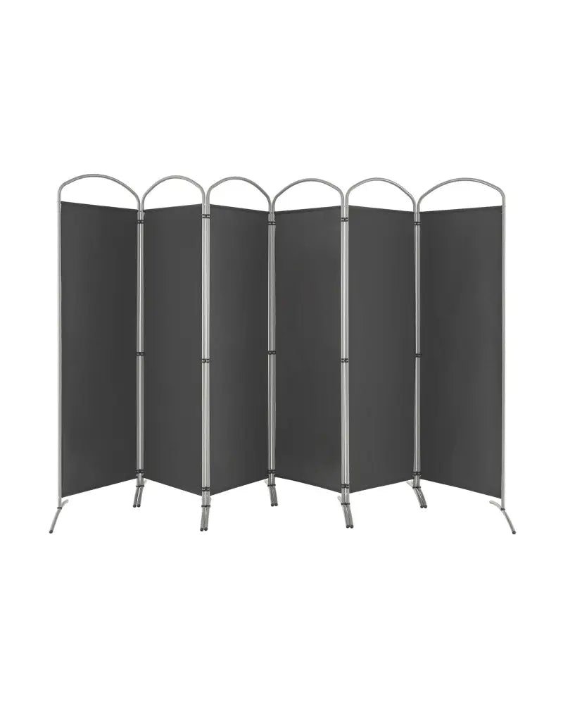 6 Feet 6-Panels Freestanding Folding Privacy Screen-Gray - Gray - Room Dividers