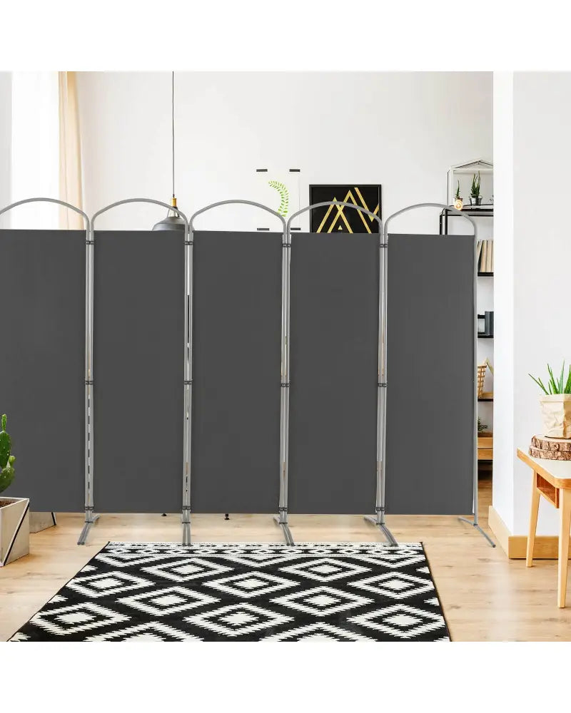 6 Feet 6-Panels Freestanding Folding Privacy Screen-Gray - Gray - Room Dividers
