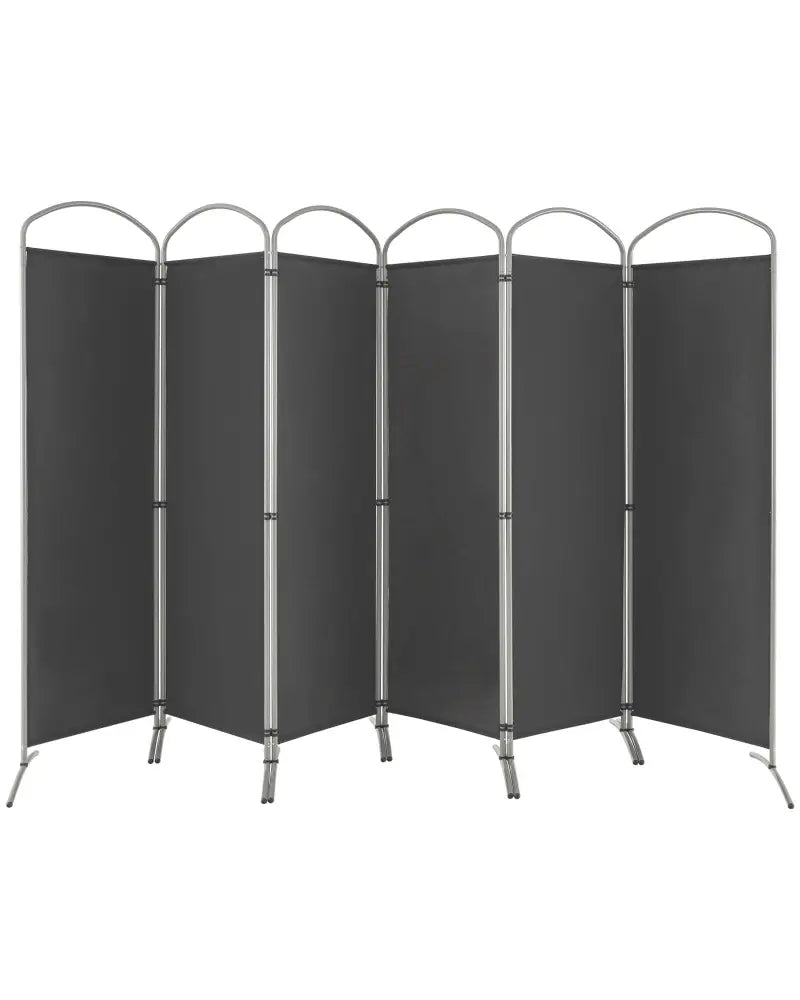 6 Feet 6-Panels Freestanding Folding Privacy Screen-Gray - Gray - Room Dividers