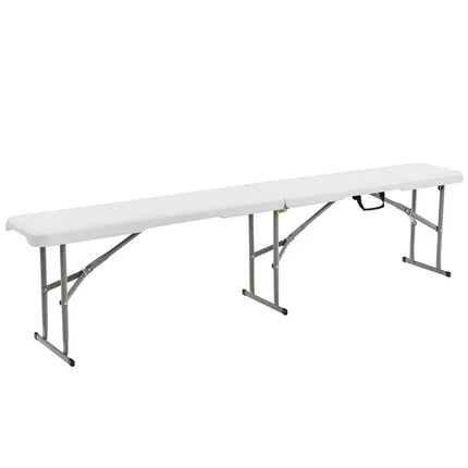6 Feet Portable Picnic Folding Bench 550 lbs Limited with Carrying Handle - White - Camping Furniture