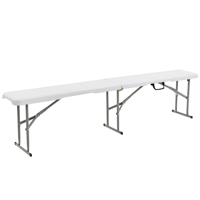 6 Feet Portable Picnic Folding Bench 550 lbs Limited with Carrying Handle - White - Camping Furniture
