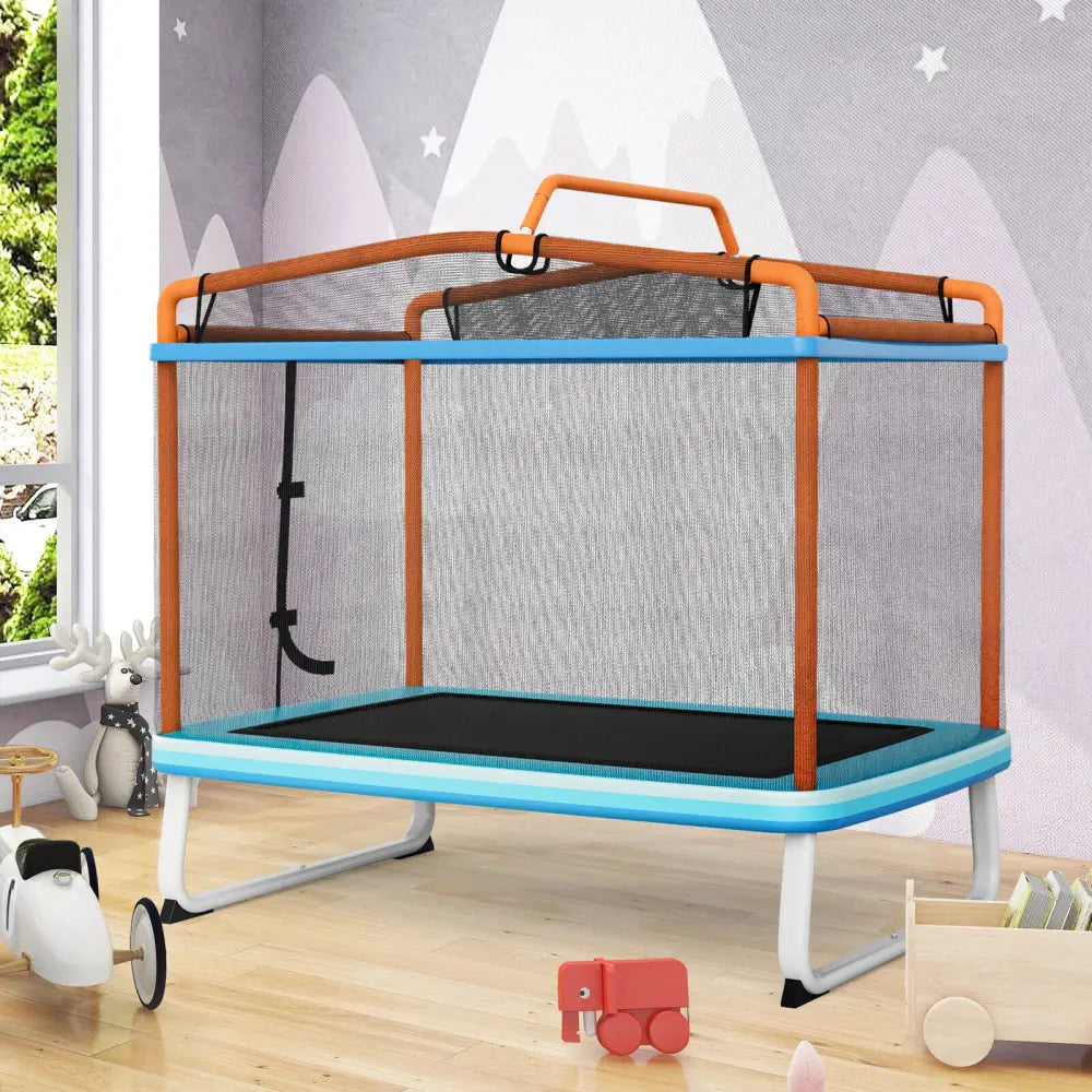 6 Feet Rectangle Trampoline with Swing Horizontal Bar and Safety Net-Orange - Orange - Trampolines