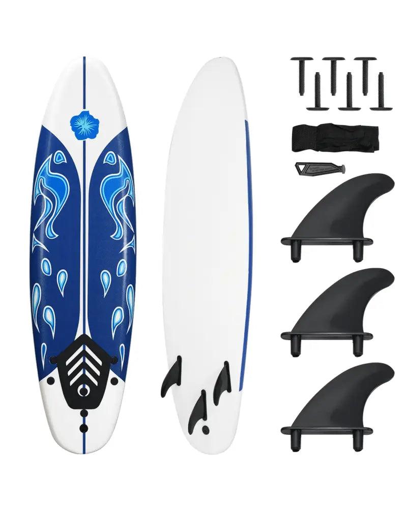 6 Feet Surf Foamie Boards Surfing Beach Surfboard-White - White - Surfing