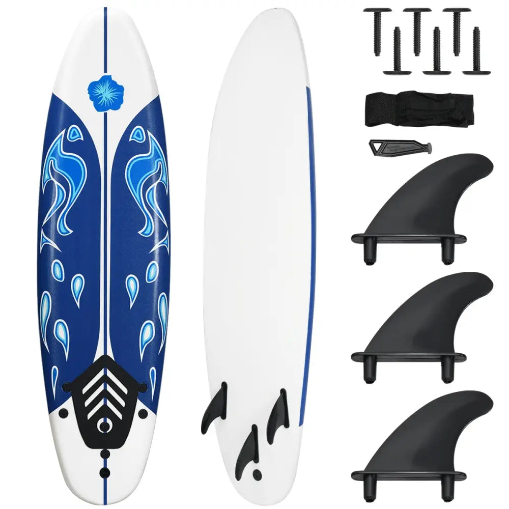 6 Feet Surf Foamie Boards Surfing Beach Surfboard-White - White - Surfing