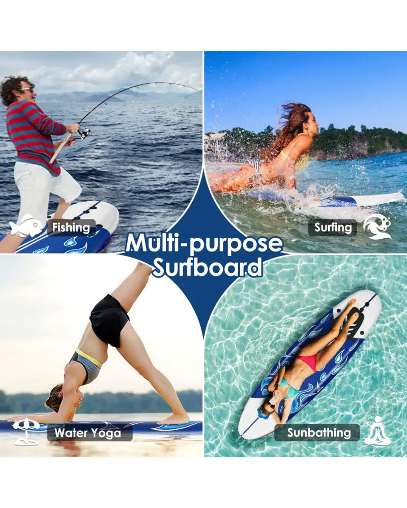 6 Feet Surf Foamie Boards Surfing Beach Surfboard-White - White - Surfing