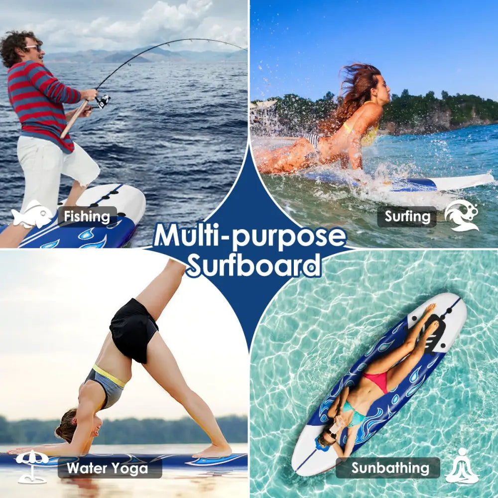 6 Feet Surf Foamie Boards Surfing Beach Surfboard-White - White - Surfing