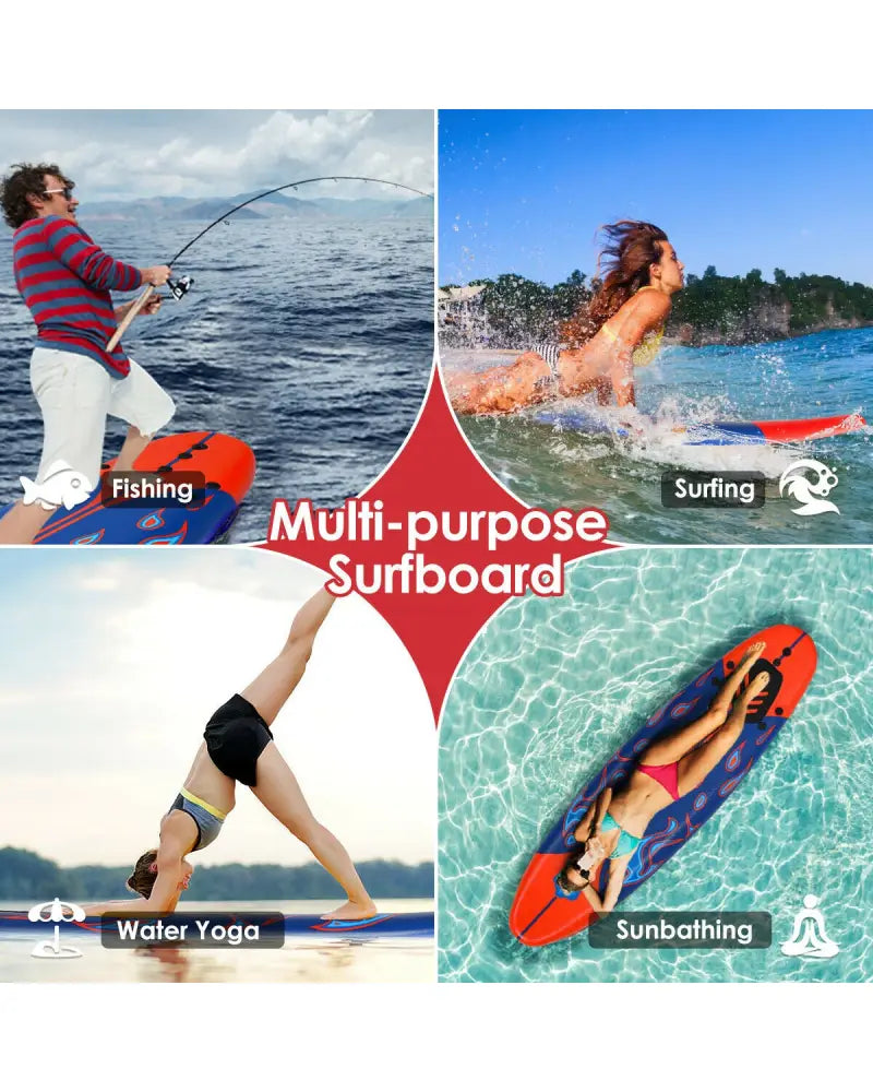6 Feet Surfboard with 3 Detachable Fins-Red - Red - Surfing