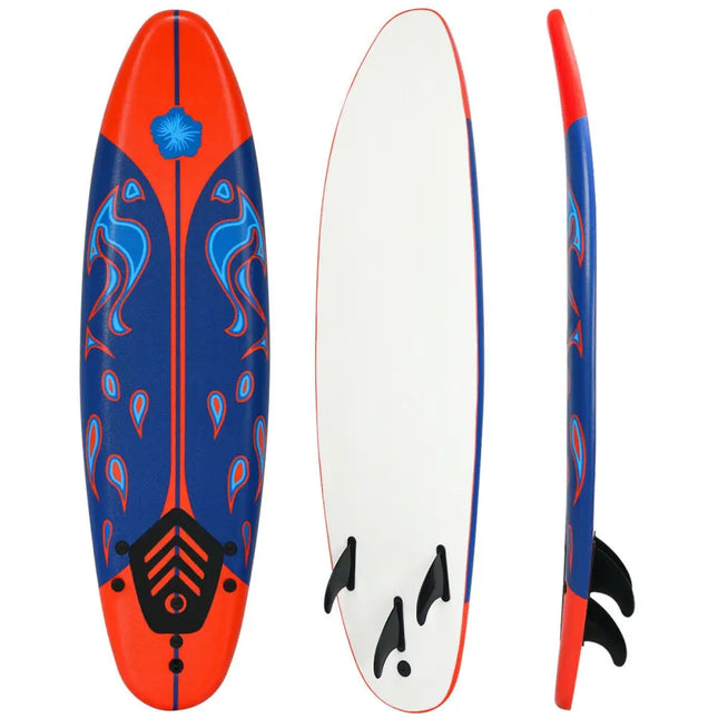 6 Feet Surfboard with 3 Detachable Fins-Red - Red - Surfing