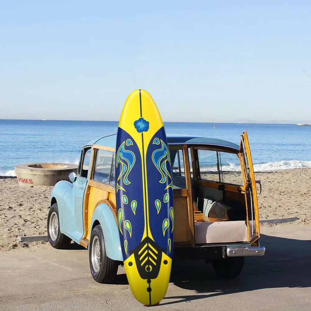 6 Feet Surfboard with 3 Detachable Fins-Yellow - Yellow - Surfing