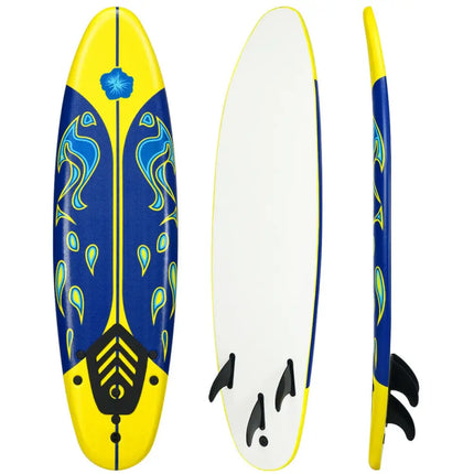 6 Feet Surfboard with 3 Detachable Fins-Yellow - Yellow - Surfing