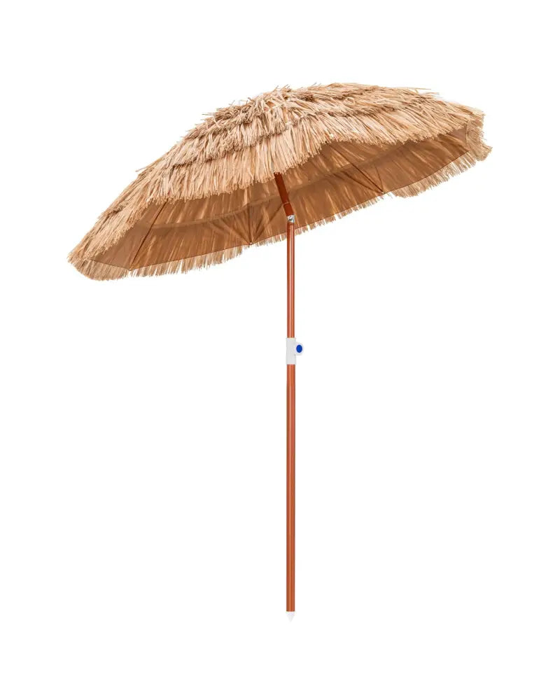 6 Feet Thatched Patio Umbrella with Tilt Design and Carrying Bag - Natural - Outdoor Umbrellas