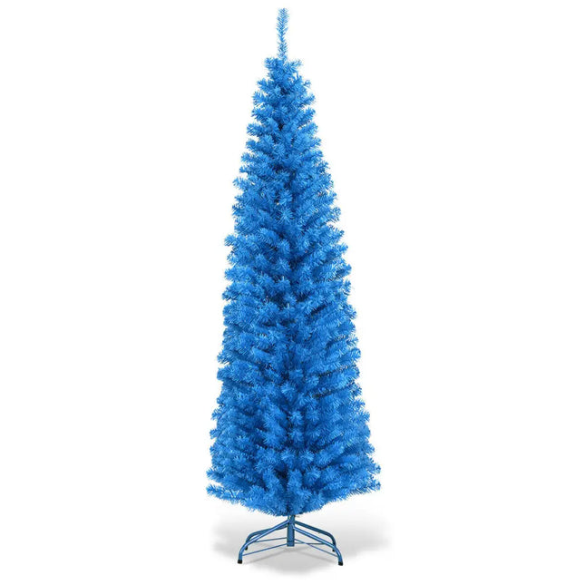6 Feet Unlit Pencil Slim Tree Artificial Christmas Tree - Blue - Christmas Tree