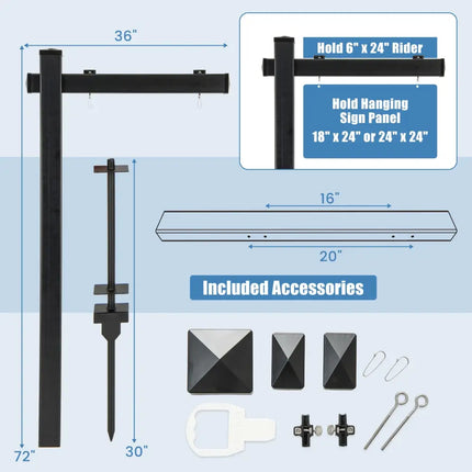 6 Feet Vinyl UPVC Real Estate Sign Post Realtor Yard Sign Post-Black - Black - Outdoor Decor