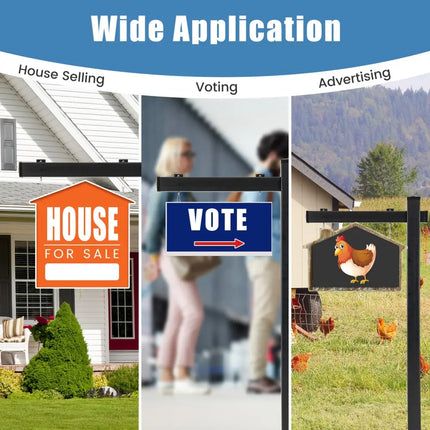 6 Feet Vinyl UPVC Real Estate Sign Post Realtor Yard Sign Post-Black - Black - Outdoor Decor