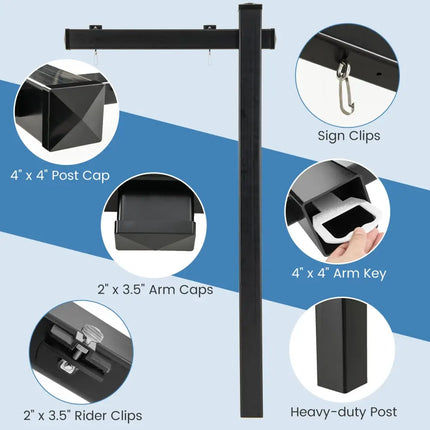 6 Feet Vinyl UPVC Real Estate Sign Post Realtor Yard Sign Post-Black - Black - Outdoor Decor