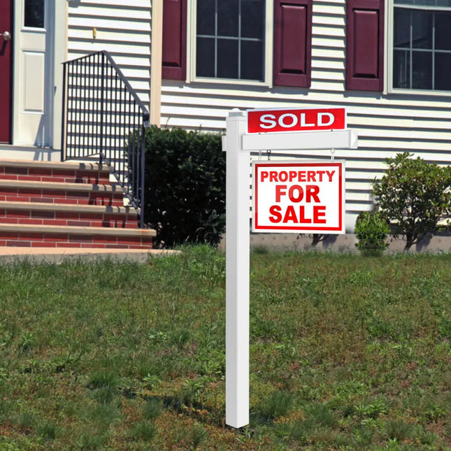 6 Feet Vinyl UPVC Real Estate Sign Post Realtor Yard Sign Post-White - White - Outdoor Decor
