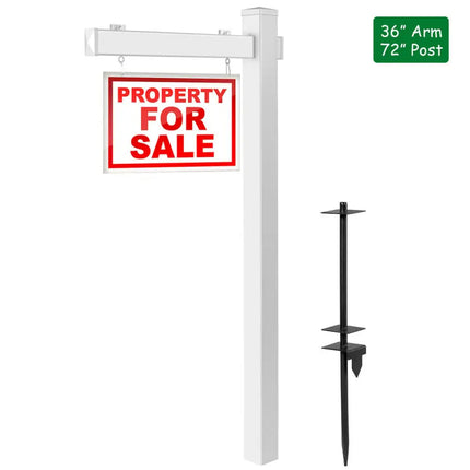 6 Feet Vinyl UPVC Real Estate Sign Post Realtor Yard Sign Post-White - White - Outdoor Decor