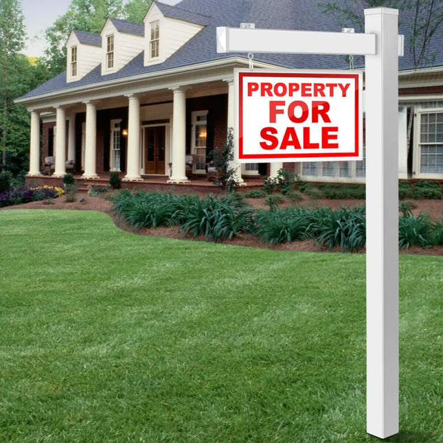 6 Feet Vinyl UPVC Real Estate Sign Post Realtor Yard Sign Post-White - White - Outdoor Decor