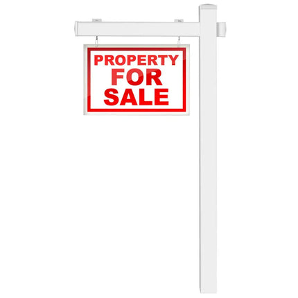 6 Feet Vinyl UPVC Real Estate Sign Post Realtor Yard Sign Post-White - White - Outdoor Decor