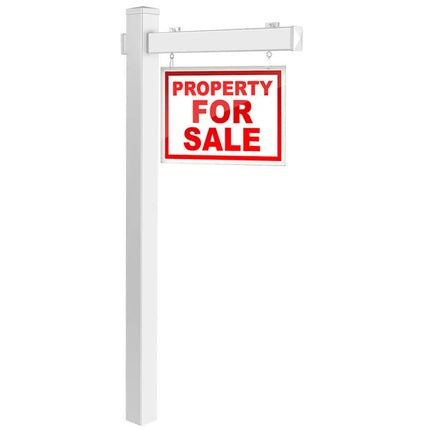6 Feet Vinyl UPVC Real Estate Sign Post Realtor Yard Sign Post-White - White - Outdoor Decor