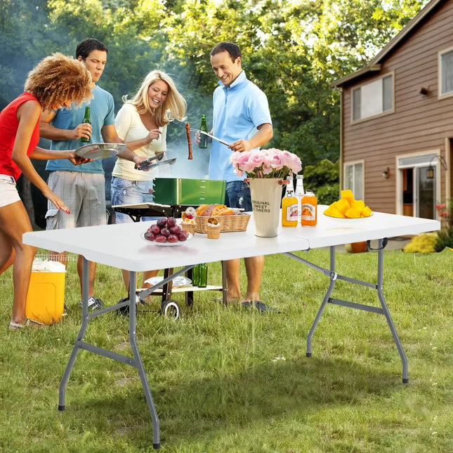 6’ Folding Portable Plastic Outdoor Camp Table - White - Camping Furniture