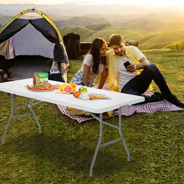 6’ Folding Portable Plastic Outdoor Camp Table - White - Camping Furniture