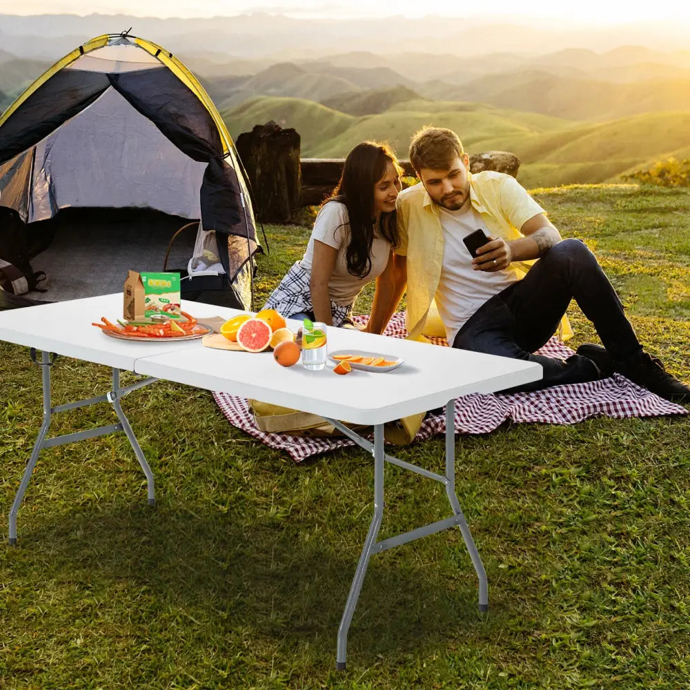 6’ Folding Portable Plastic Outdoor Camp Table - White - Camping Furniture