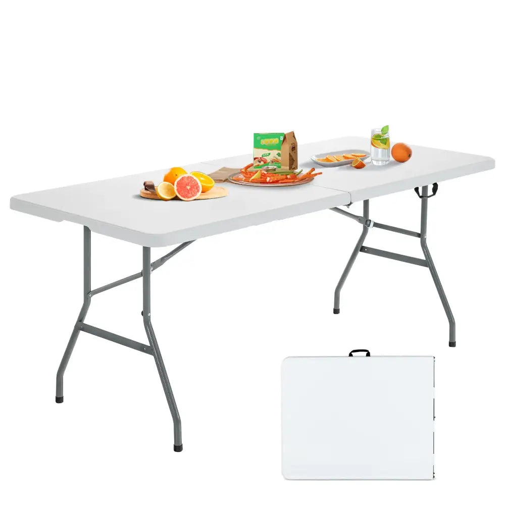 6’ Folding Portable Plastic Outdoor Camp Table - White - Camping Furniture