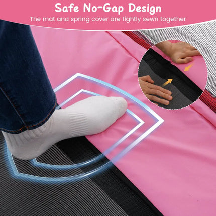 6 FT Kids Trampoline with Swing and Horizontal Bar Small Rectangle Trampoline-Pink - Pink - Trampolines