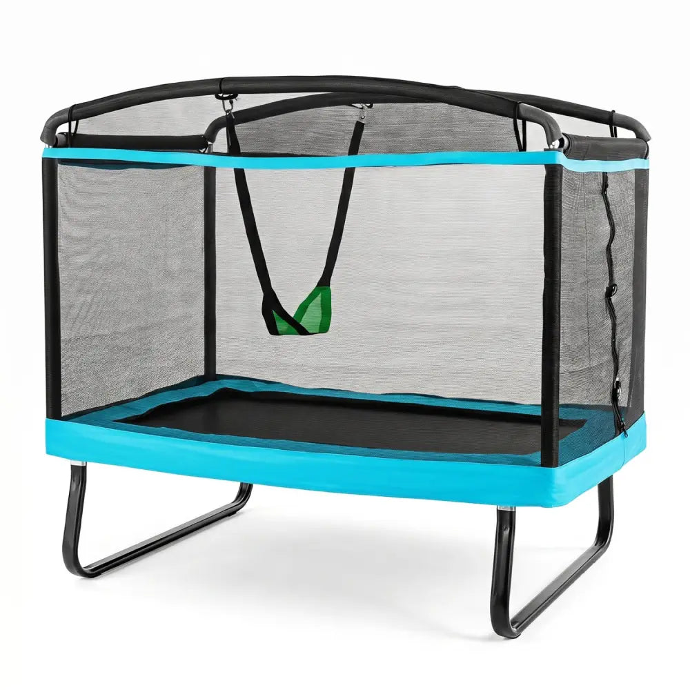 6 FT Kids Trampoline with Swing and Safety Enclosure Net for Boys Girls Age 3+-Blue - Blue - Trampoline Accessories