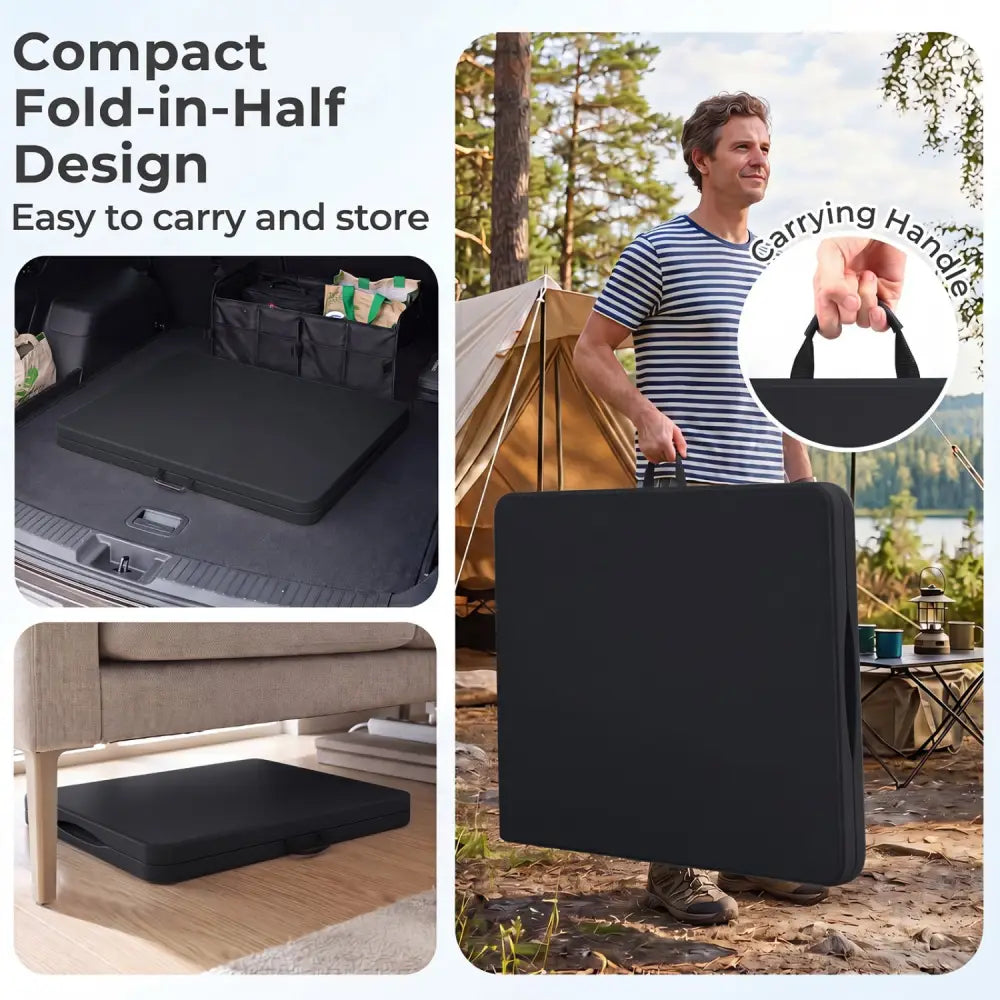 6 FT Plastic Fold-in-Half Camping Table-Black - Black - Picnic Tables