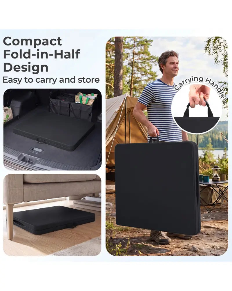 6 FT Plastic Fold-in-Half Camping Table-Black - Black - Picnic Tables