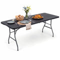 6 FT Plastic Fold-in-Half Camping Table-Black - Black - Picnic Tables