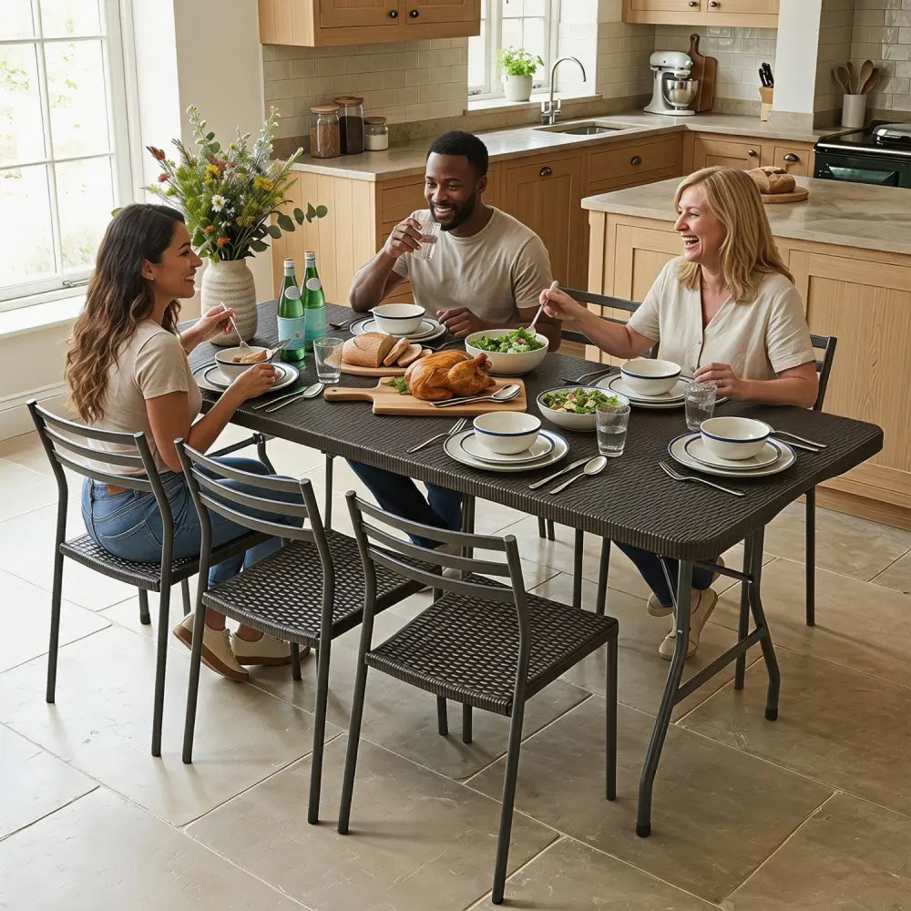 6 FT Plastic Fold-in-Half Camping Table-Coffee - Coffee - Picnic Tables
