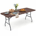 6 FT Plastic Fold-in-Half Camping Table-Coffee - Coffee - Picnic Tables