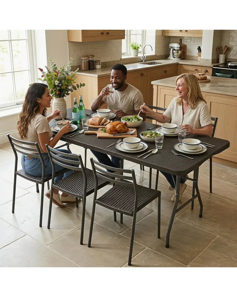 6 FT Plastic Fold-in-Half Camping Table-Coffee - Coffee - Picnic Tables