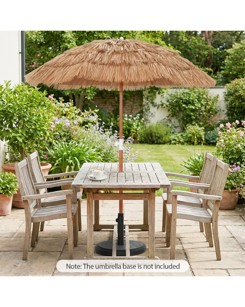 6 FT Thatched Beach Umbrella with Push Button Tilt Carrying Bag Set of 2-Natural - Natural - Outdoor Umbrellas