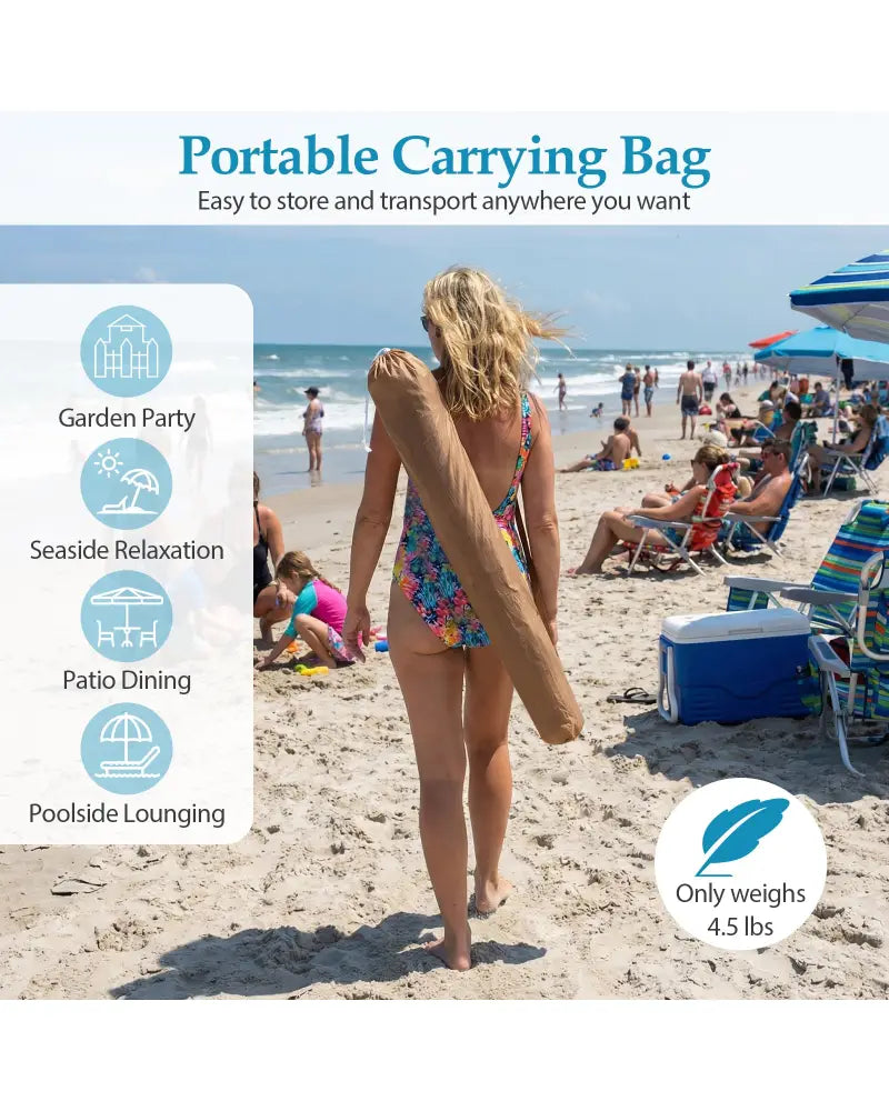 6 FT Thatched Beach Umbrella with Push Button Tilt Carrying Bag Set of 2-Natural - Natural - Outdoor Umbrellas