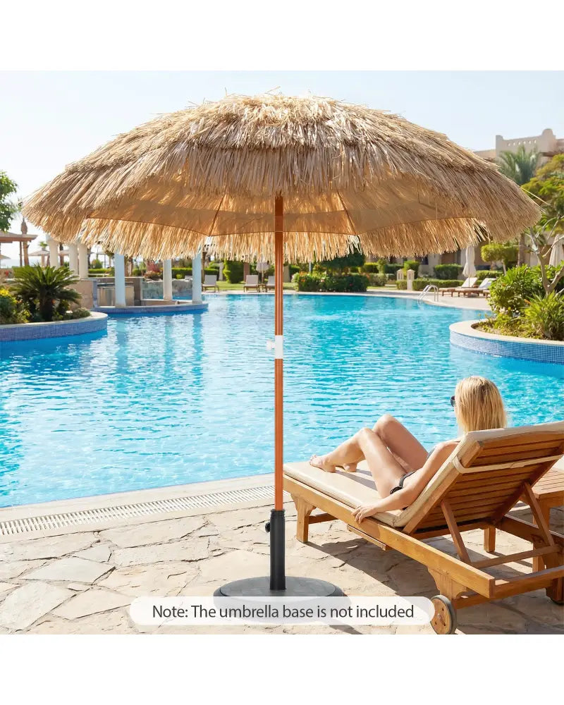 6 FT Thatched Beach Umbrella with Push Button Tilt Carrying Bag Set of 2-Natural - Natural - Outdoor Umbrellas