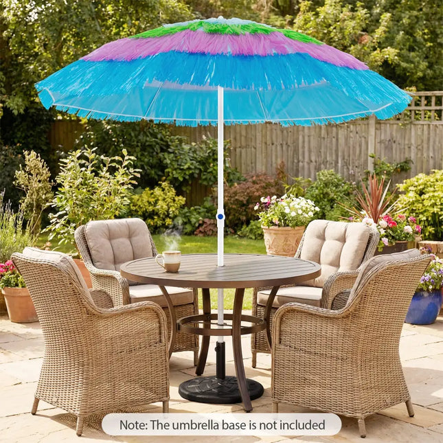 6 FT Tiki Thatched Patio Beach Umbrella with Push Button Tilt Carrying Bag-Colorful - Multicolor - Outdoor Umbrellas