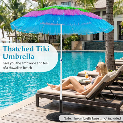 6 FT Tiki Thatched Patio Beach Umbrella with Push Button Tilt Carrying Bag-Colorful - Multicolor - Outdoor Umbrellas