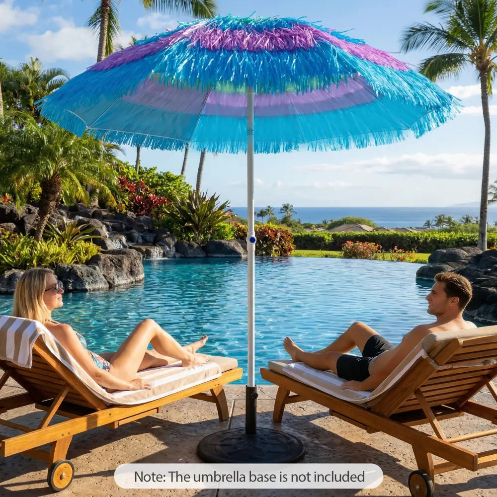 6 FT Tiki Thatched Patio Beach Umbrella with Push Button Tilt Carrying Bag-Colorful - Multicolor - Outdoor Umbrellas