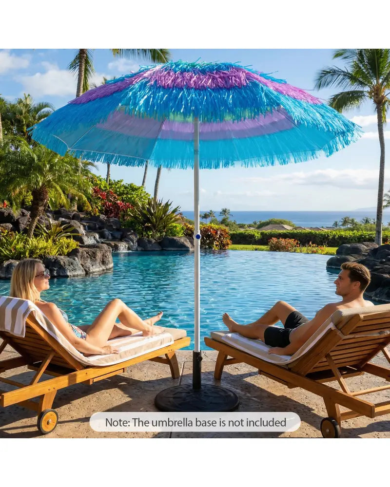 6 FT Tiki Thatched Patio Beach Umbrella with Push Button Tilt Carrying Bag-Colorful - Multicolor - Outdoor Umbrellas