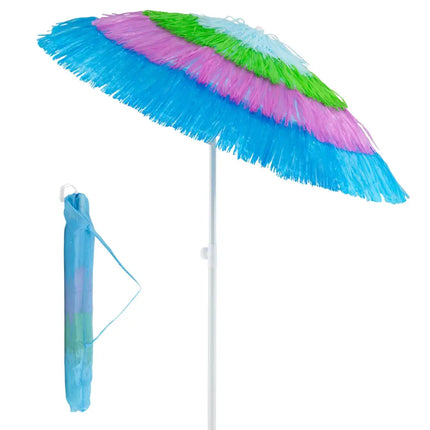 6 FT Tiki Thatched Patio Beach Umbrella with Push Button Tilt Carrying Bag-Colorful - Multicolor - Outdoor Umbrellas