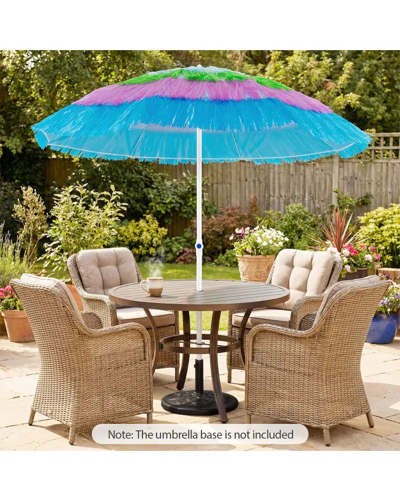 6 FT Tiki Thatched Patio Beach Umbrella with Push Button Tilt Carrying Bag-Colorful - Multicolor - Outdoor Umbrellas